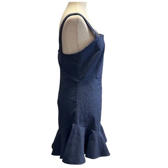 Denim By Flying Tomato Womens Sleeveless Denim Dress With Ruffled Hem & Square M - Picture 7 of 11